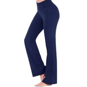 JUST LOVE Fleece Flared Leggings Push Up Tummy Control Booty Lifting Blue S
